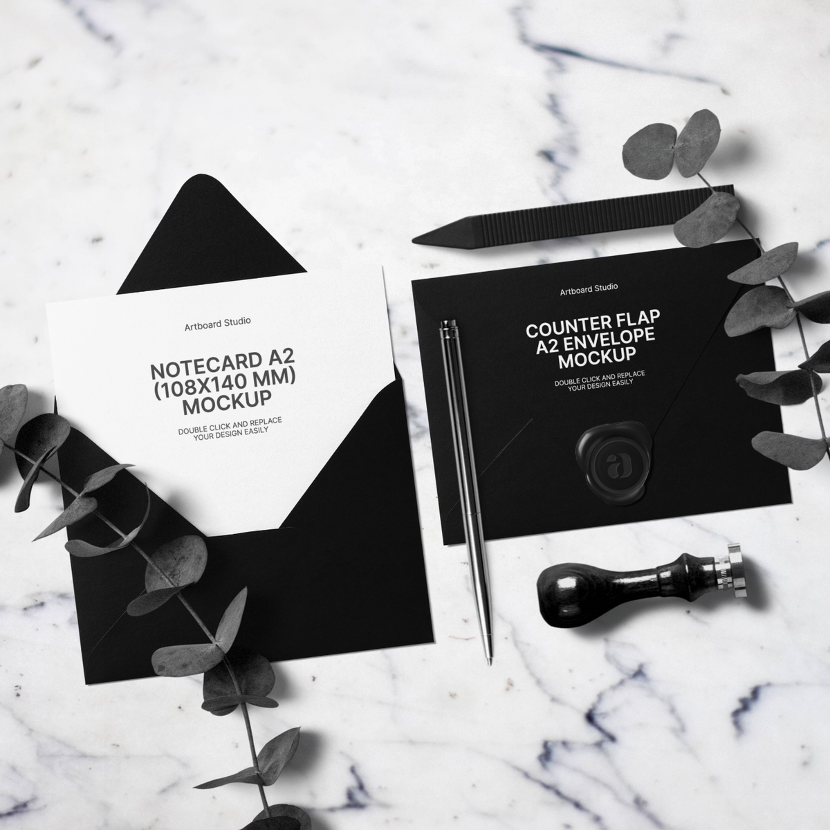 Download Flap A2 Envelope Invitation Mockup Scene