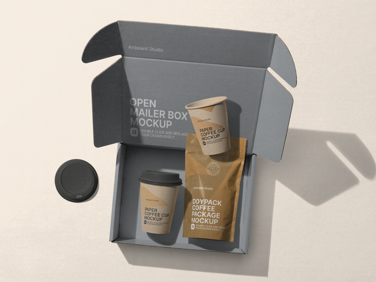 Download Coffee Packaging Set Mockup Scene