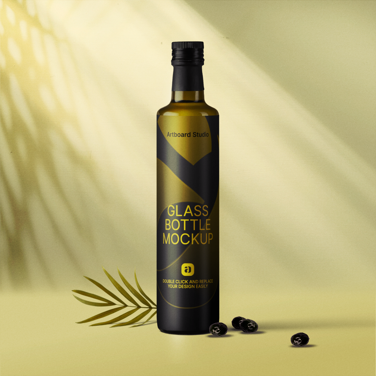 Download Olive Oil Bottle Mockup Scene