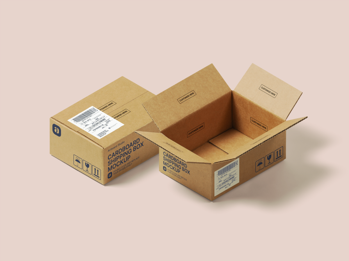 Download Cardboard Shipping Box Mockup Scene