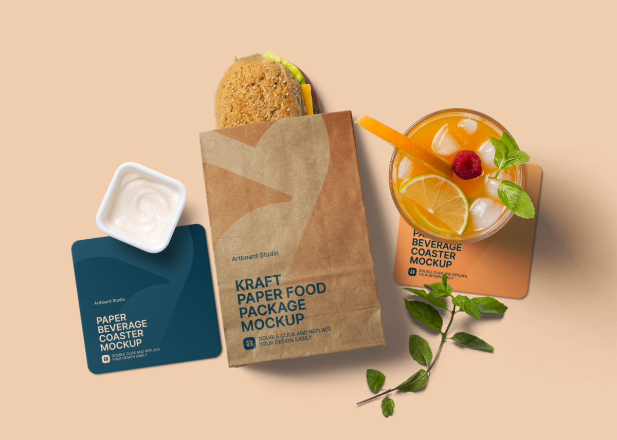 Download Kraft Paper Food Package Mockup Scene