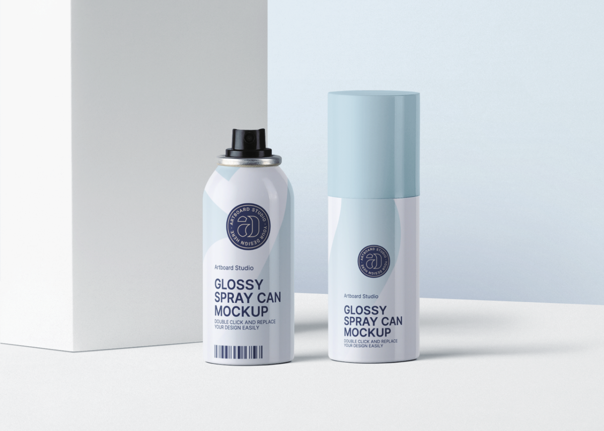 Download Glossy Spray Can Mockup Scene