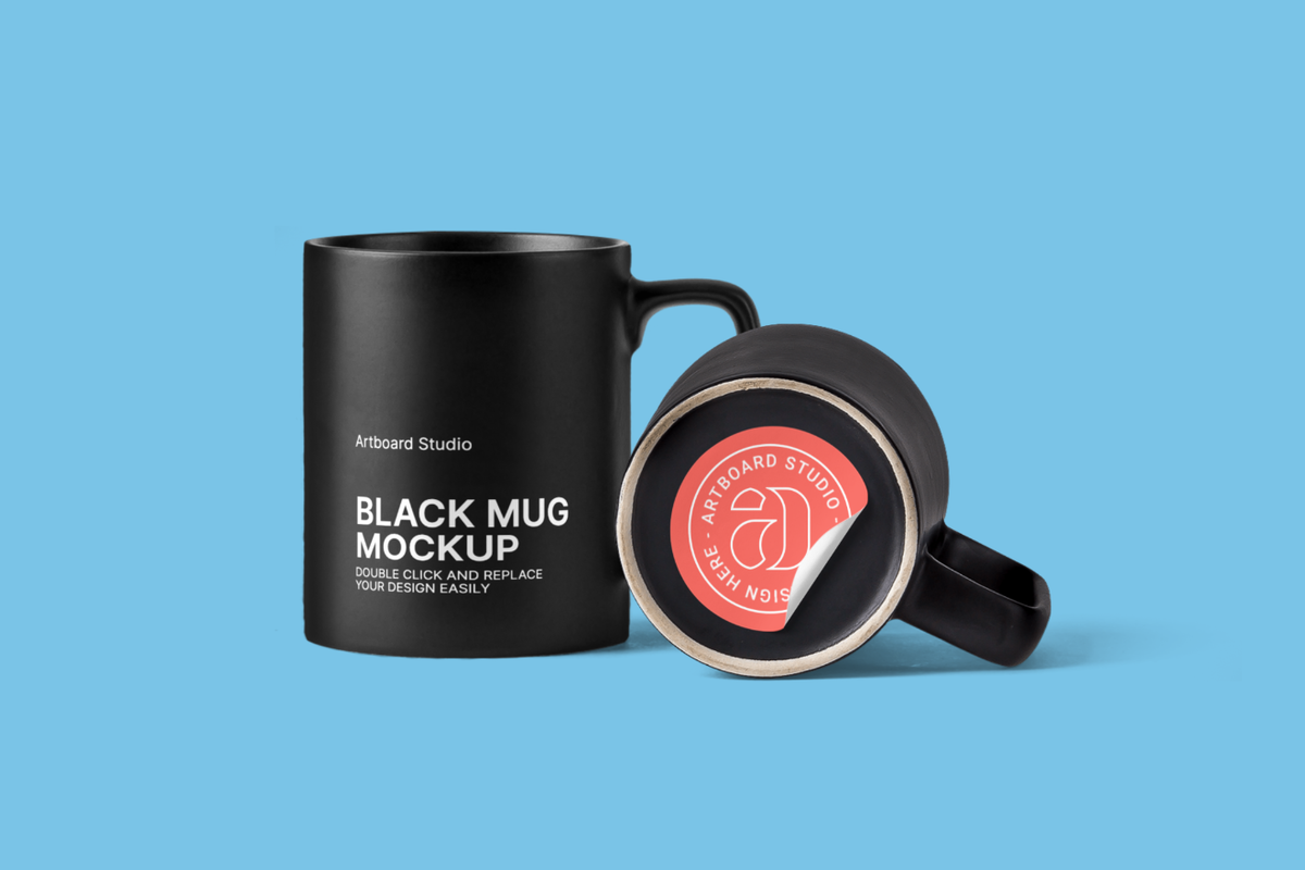 Download Black Coffee Mug Mockup Scene