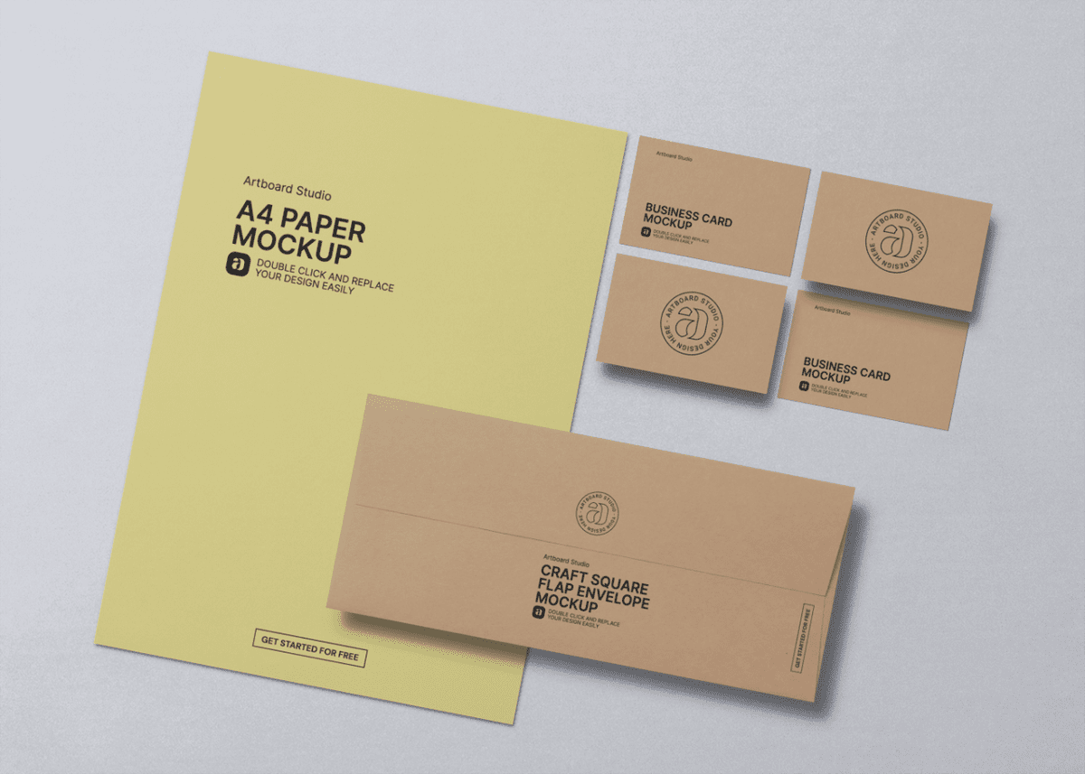 Download Craft Branding Stationery Mockup Scene