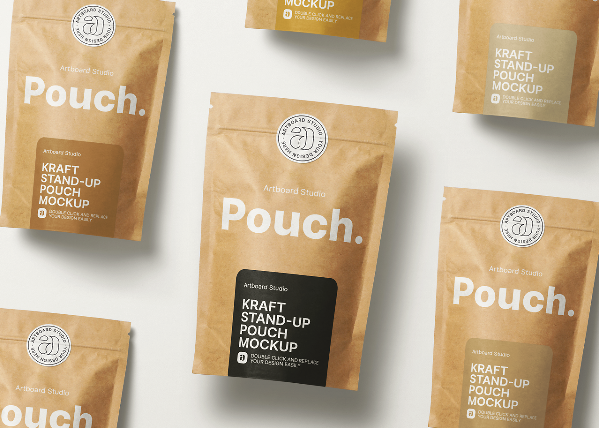 Download Kraft Paper Stand Up Pouch Mockup