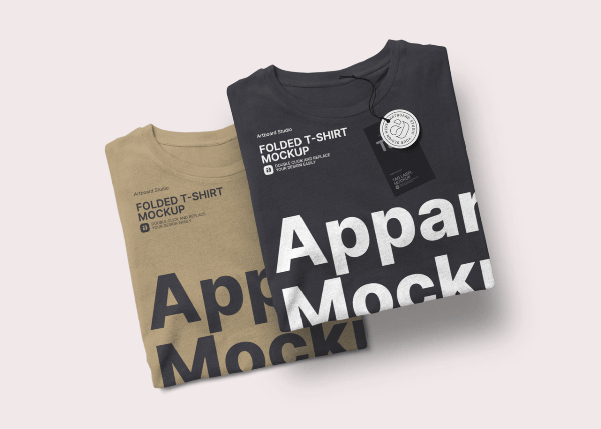 Download Top View Folded T Shirt Mockup Template