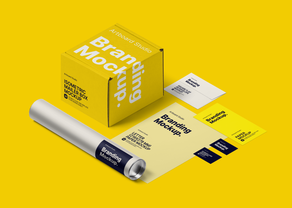 Download Isometric Branding Mockup Template