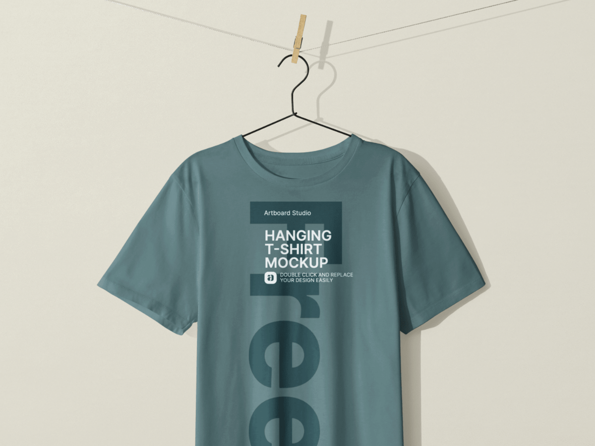 Download Free Hanging T Shirt Mockup Template