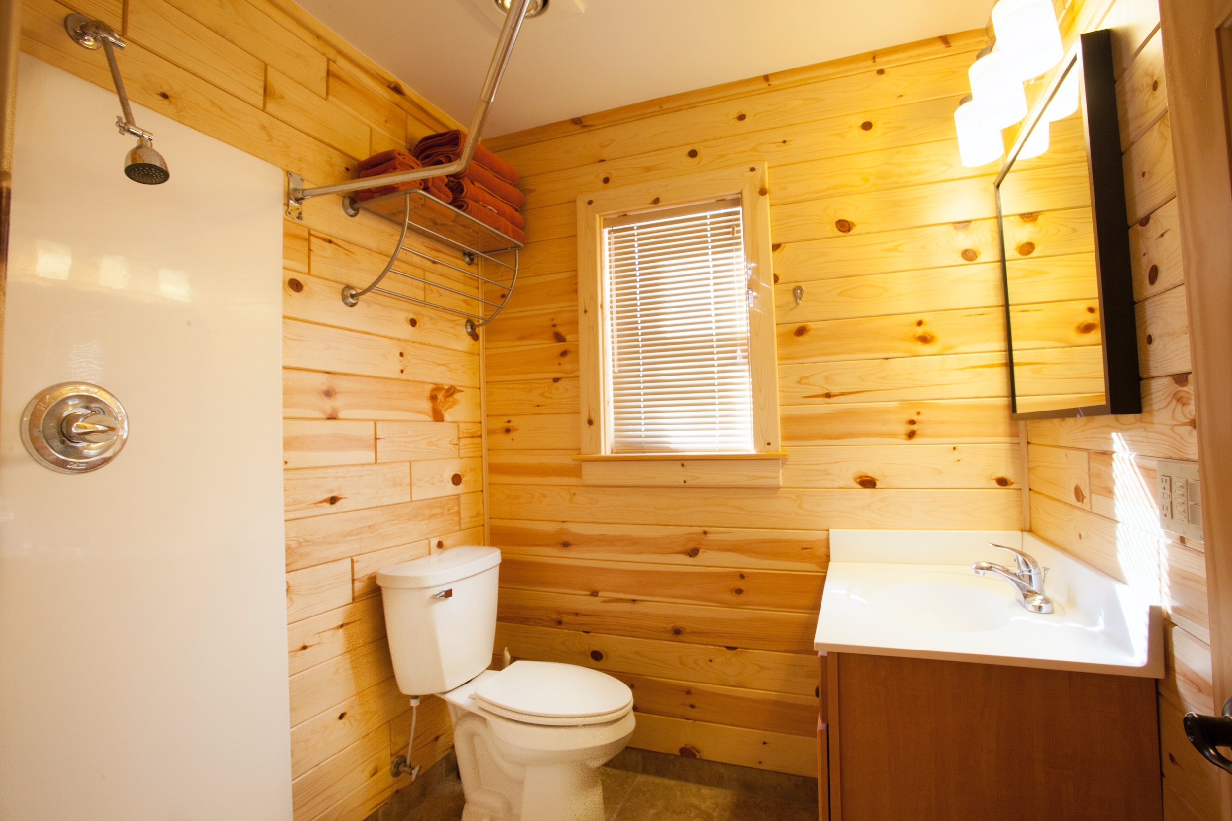 One thing you will find in every cabin is a great, clean, efficient bathroom.