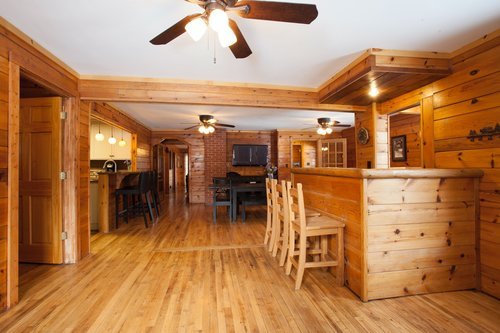 Au Sable Riverview resort The Lodge knotty pine interior 1 Grayling Michigan.jpeg
