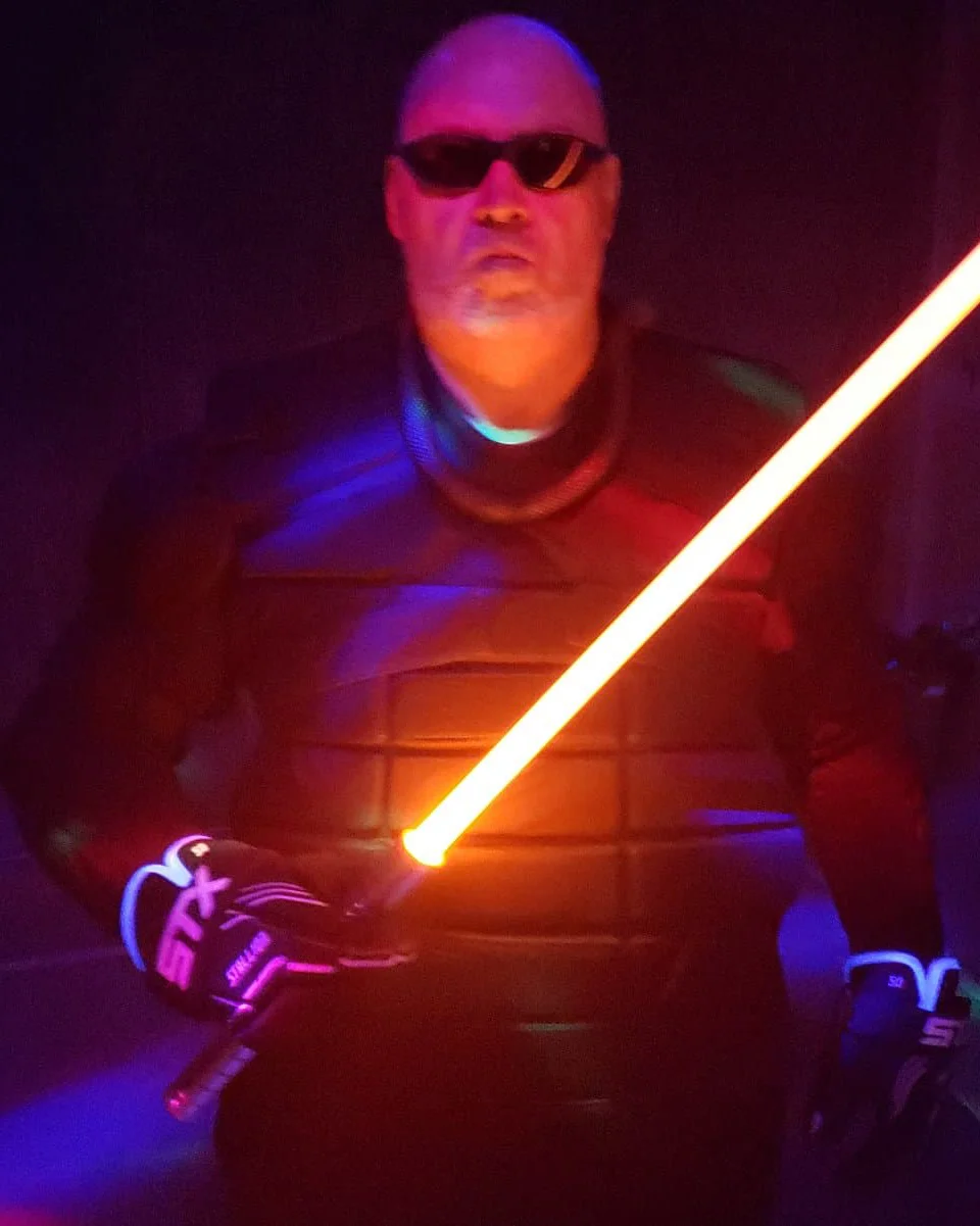 MIKE MOSKALSKI— ASST COACH Mike’s skills and experience serve as the perfect complement to Cody’s, having trained in kempo, baton, and most relevantly, knife fighting, a close martial cousin to Lightspeed-saber fencing.