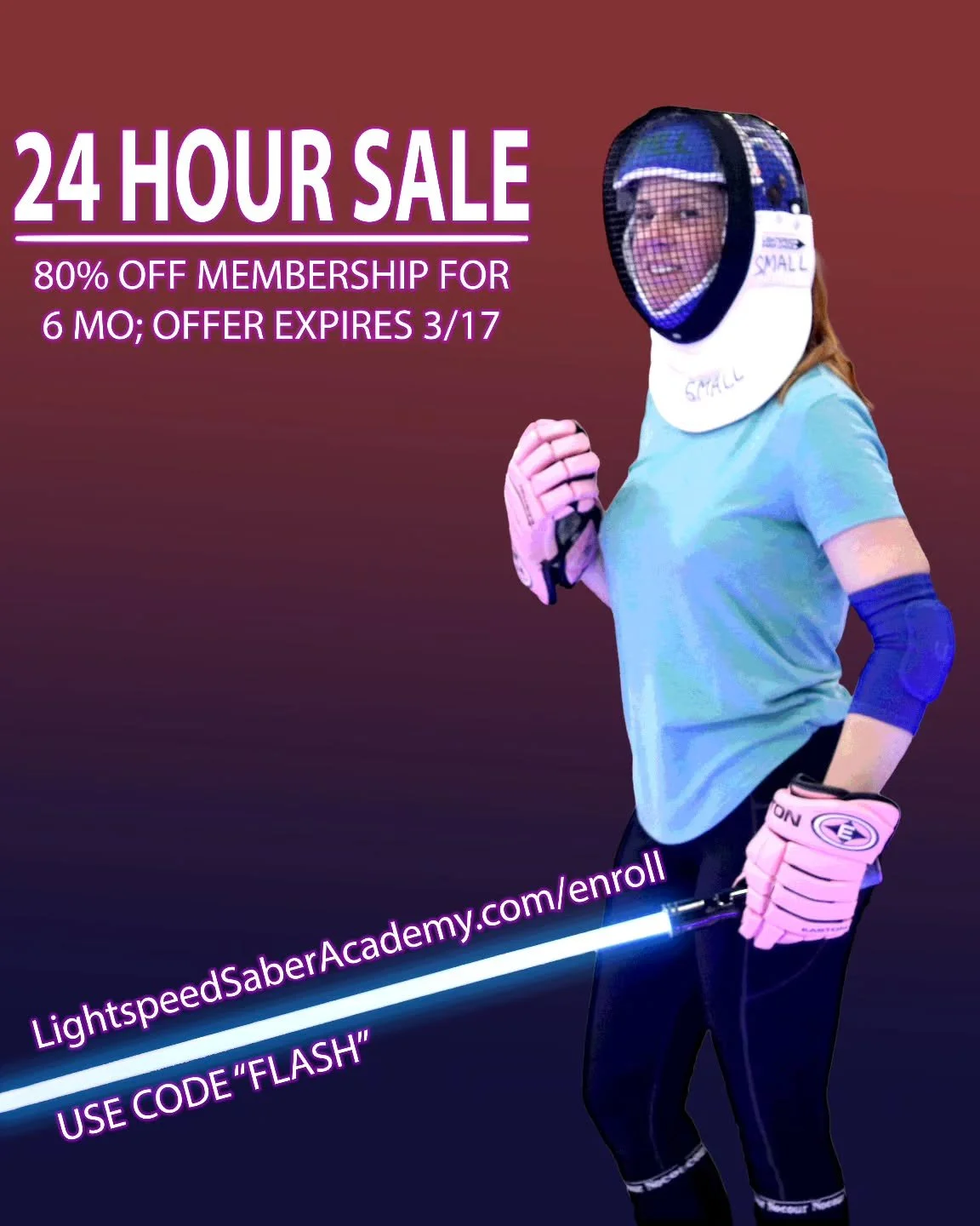 Are we crazy? Yes. But you're even crazier to miss this deal.

This is Lightspeed Saber Academy, HQ of Lightspeed Saber League, the world's fastest light-based fencing. 

Try your first class on us! LightspeedSaberAcademy.com/free. Beginners, experie