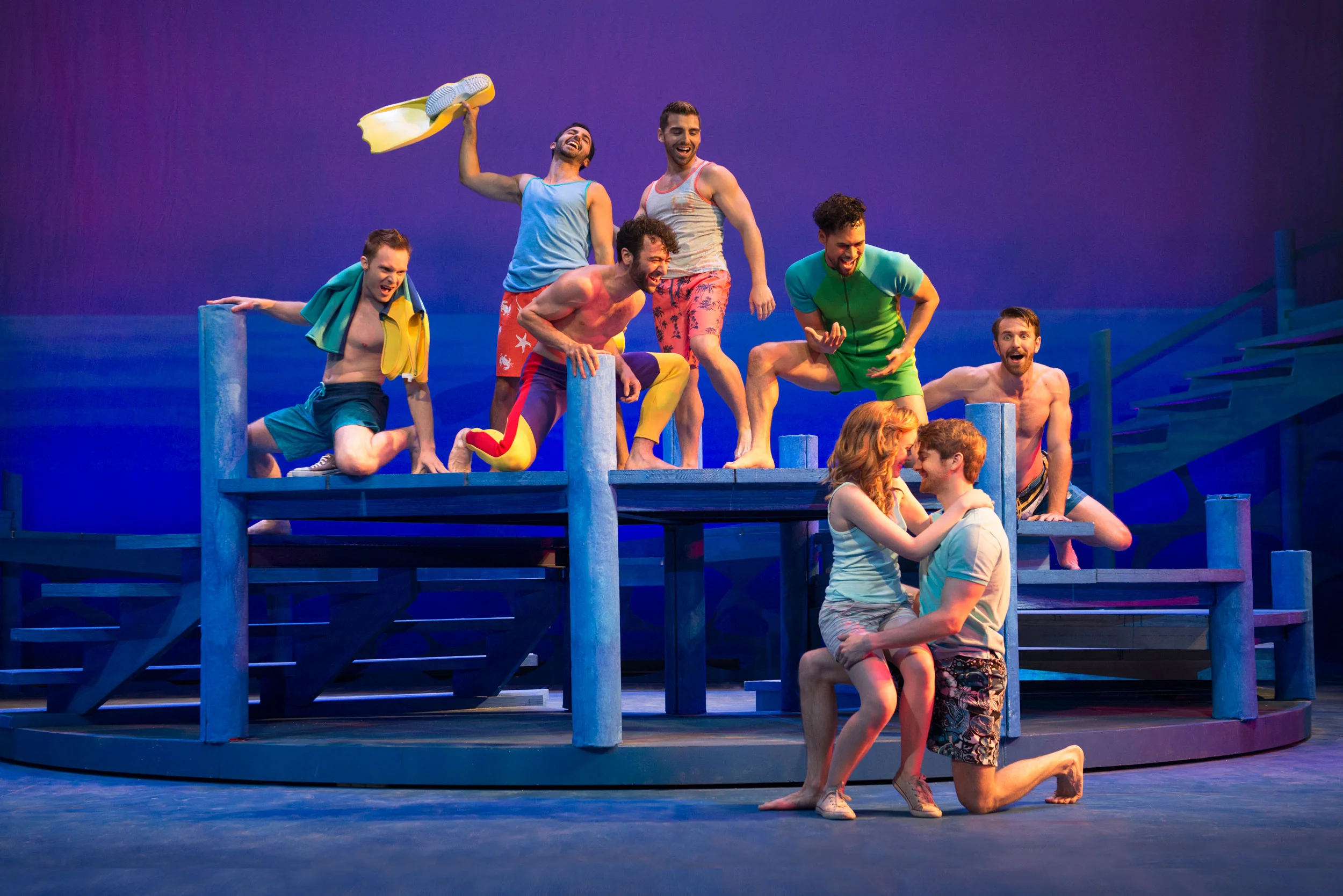 Briana Rapa, Mike Heslin, and cast of Mamma Mia! at the Ogunquit Playhouse - Photo by Gary Ng