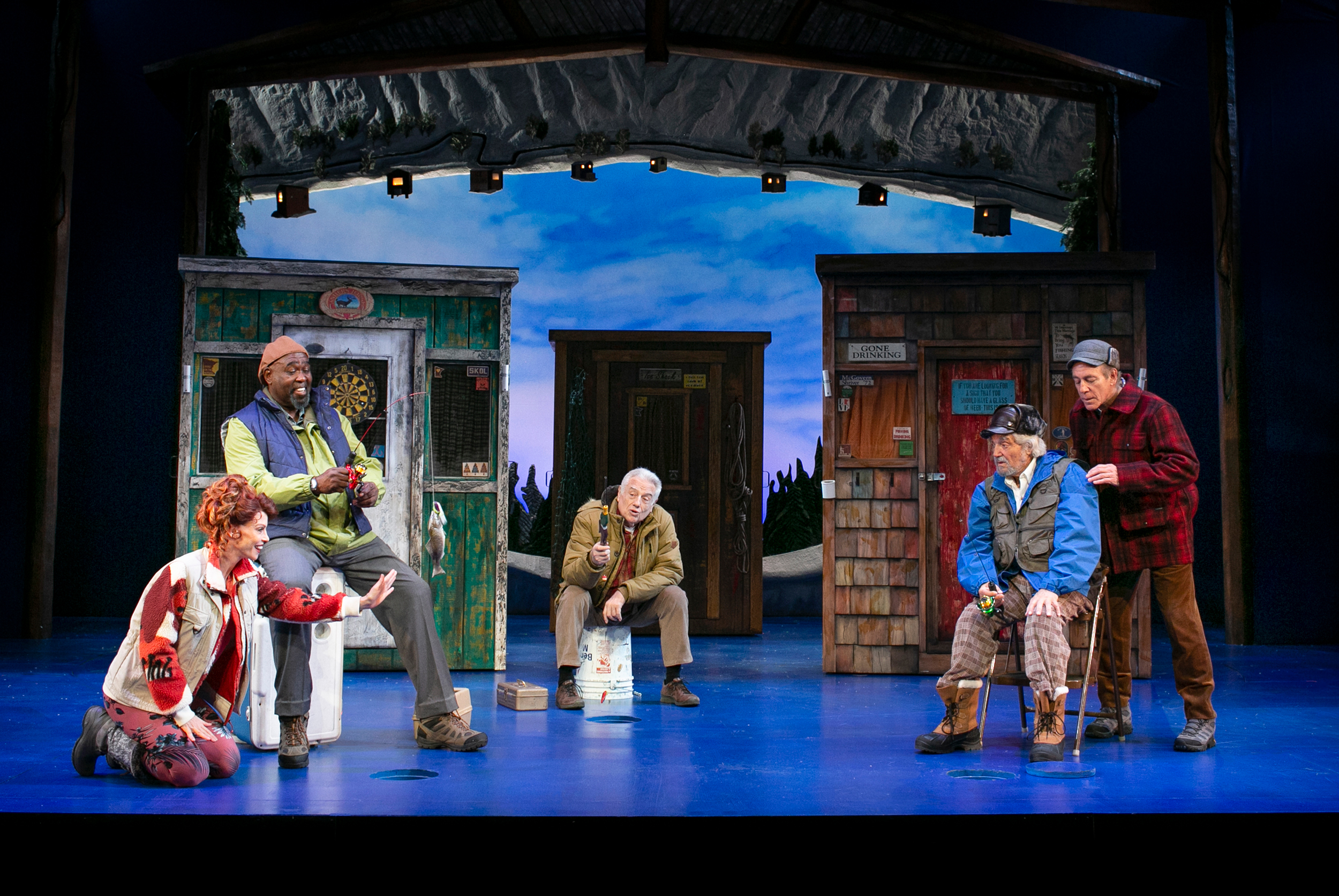 Leslie Stevens, Doug Eskew, Ed Dixon, Tony and Emmy winner Hal Linden, and Mark Jacoby in Grumpy Old Men the Musical at the Ogunquit Playhouse. Photo by Julia Russell. 