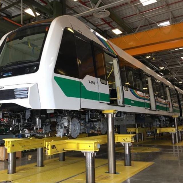 Macton Corporation Train Hoist at Honolulu Authority Rapid Transit. Check out the Photo of the Week from Honolulu Authority for Rapid Transportation!  One of HART's four-car trains is propped up by a Macton Train Hoist.  This is no small task conside