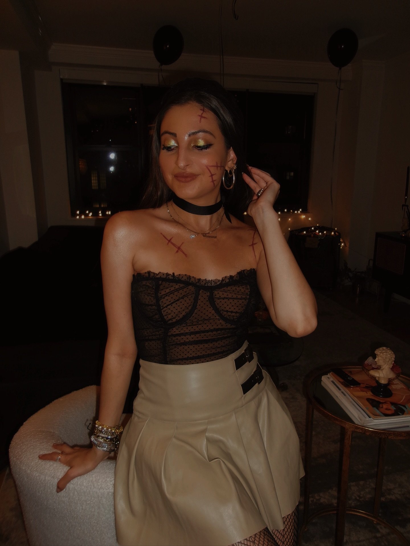 the ghouls all came from their humble abodes to get a jolt from my electrodes ✖️🤎🪩🎃🔋💫✨ #KILLERQUEEN 
&bull;
&bull;
&bull;
&bull;
&bull;
&bull;
&bull;
#halloween2025 #halloweeninspo #halloweenideas #halloween2025🎃 #styleblogger #outfitideas #sty