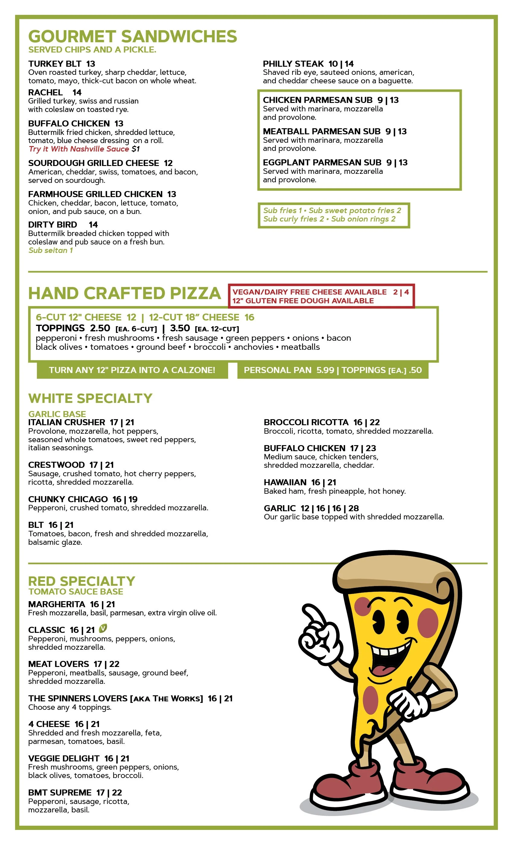 Dine In Menu — Spinners