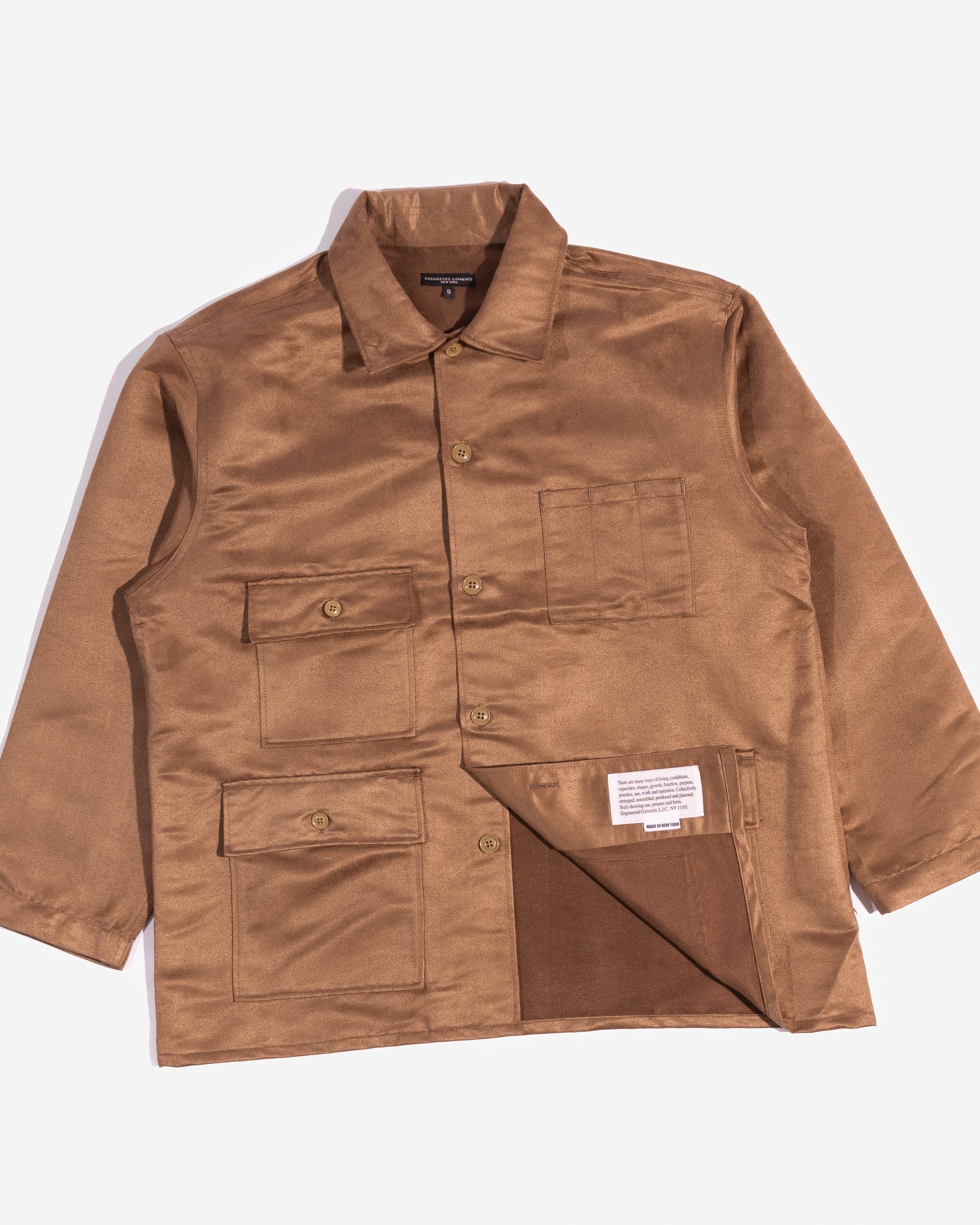 BA Shirt Jacket in Khaki Poly Suede — East • West