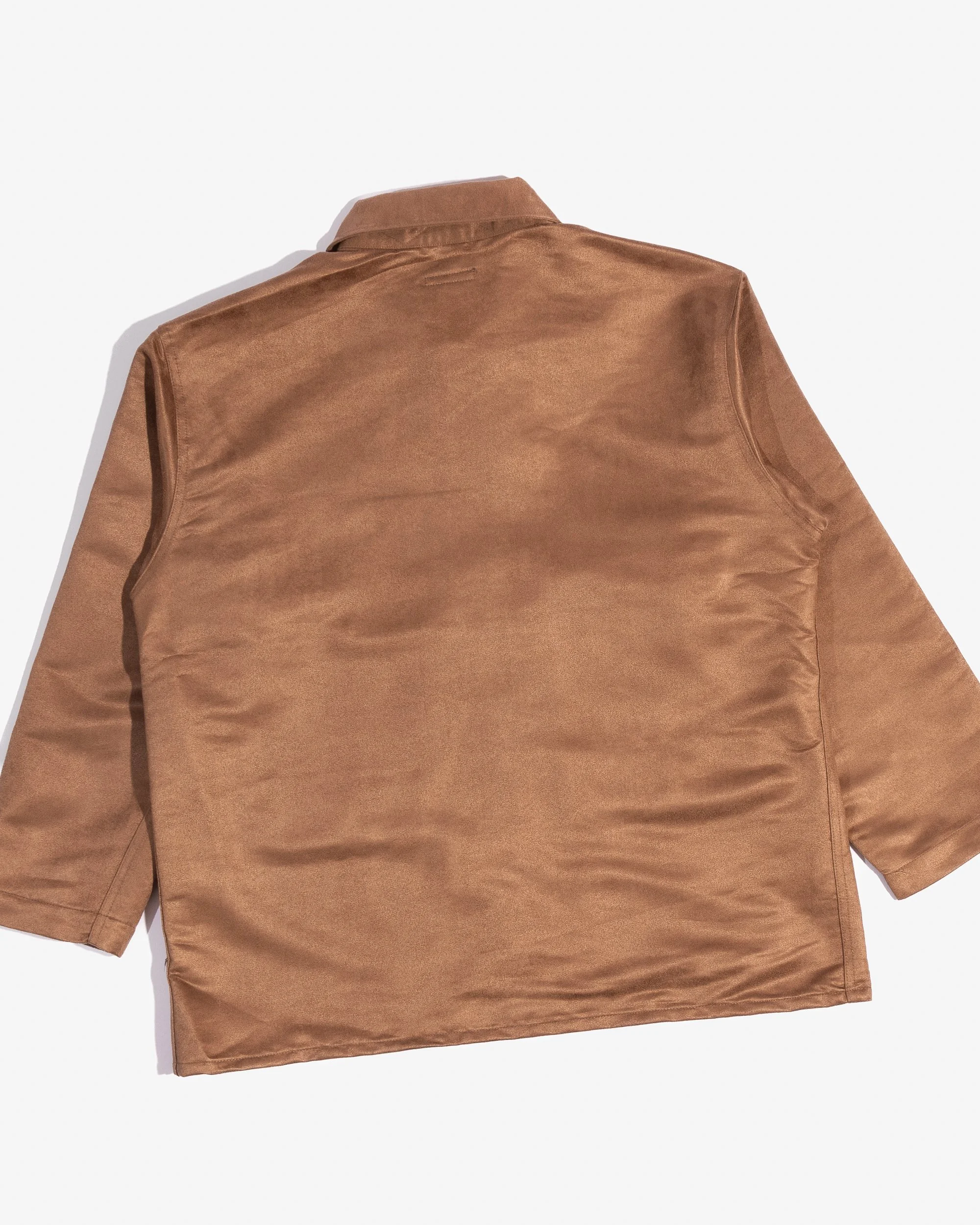 BA Shirt Jacket in Khaki Poly Suede — East • West 