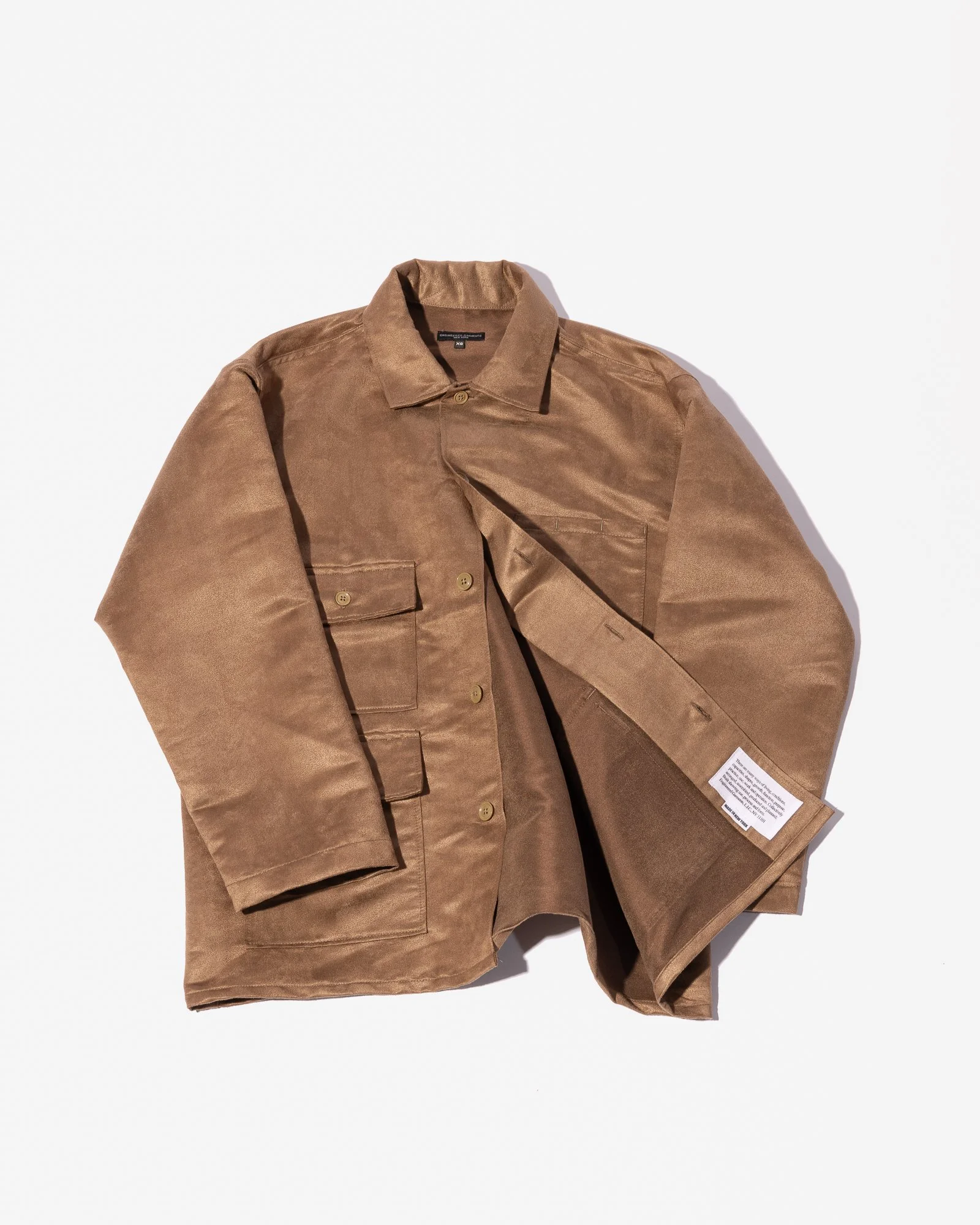 BA Shirt Jacket in Khaki Poly Suede — East • West 