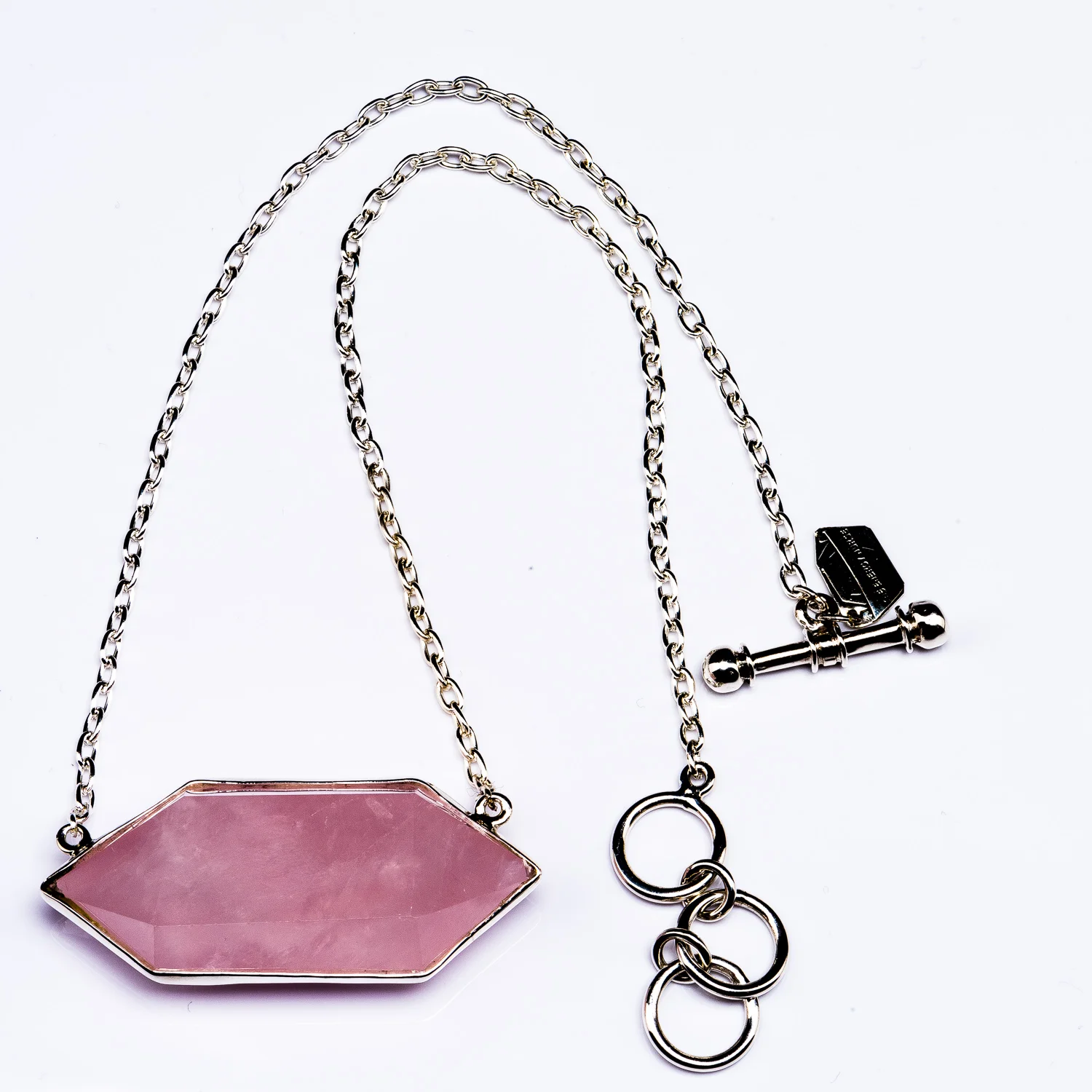 L Rose Quartz Point Necklace