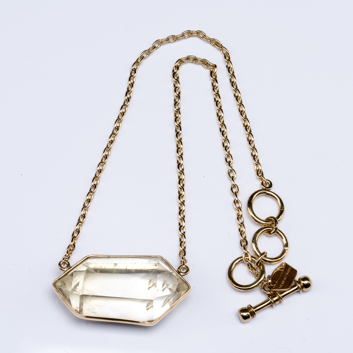 L Citrine Quartz Point Necklace