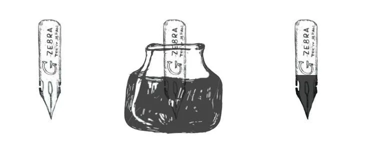 Ink should coat the grey areas (shown in diagram above) if the nib is prepped properly. 
