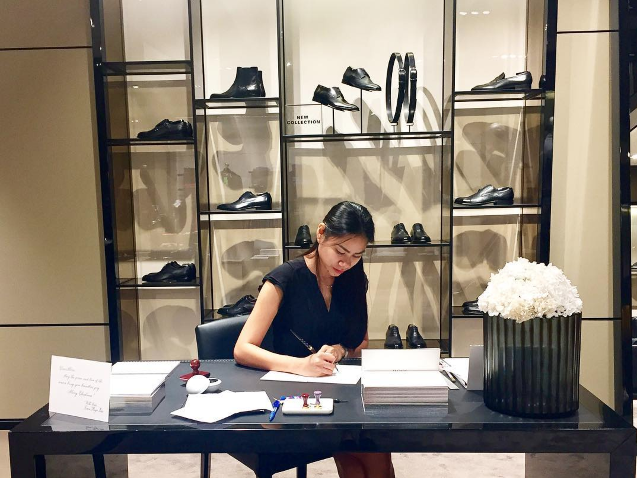 Aubrey writing for Hugo Boss live event '17
