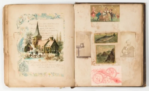 Mumler spirit photographs pasted into a family scrapbook. Courtesy of the artist's archive.