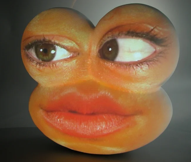 Woo, 2003. Fiberglass Sculpture and DVD Projection, 33 x 35 x 16 inches. MP 356