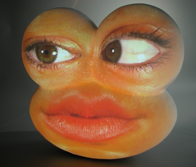 Woo, 2003. Fiberglass Sculpture and DVD Projection, 33 x 35 x 16 inches. MP 356