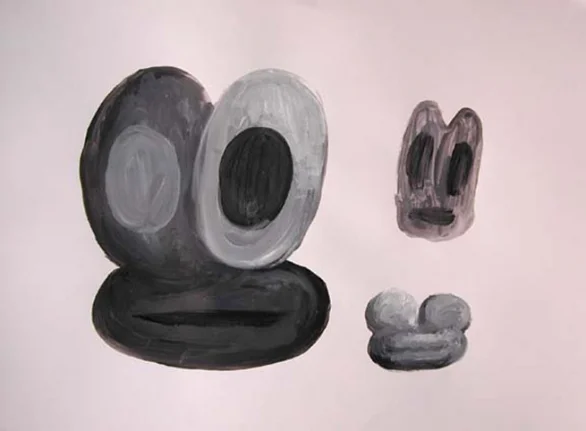 Study for Lucky, Woo, and Friend, 2003. Acrylic on Paper, 12 1/4 x 15 5/16 inches (framed). MP D-480
