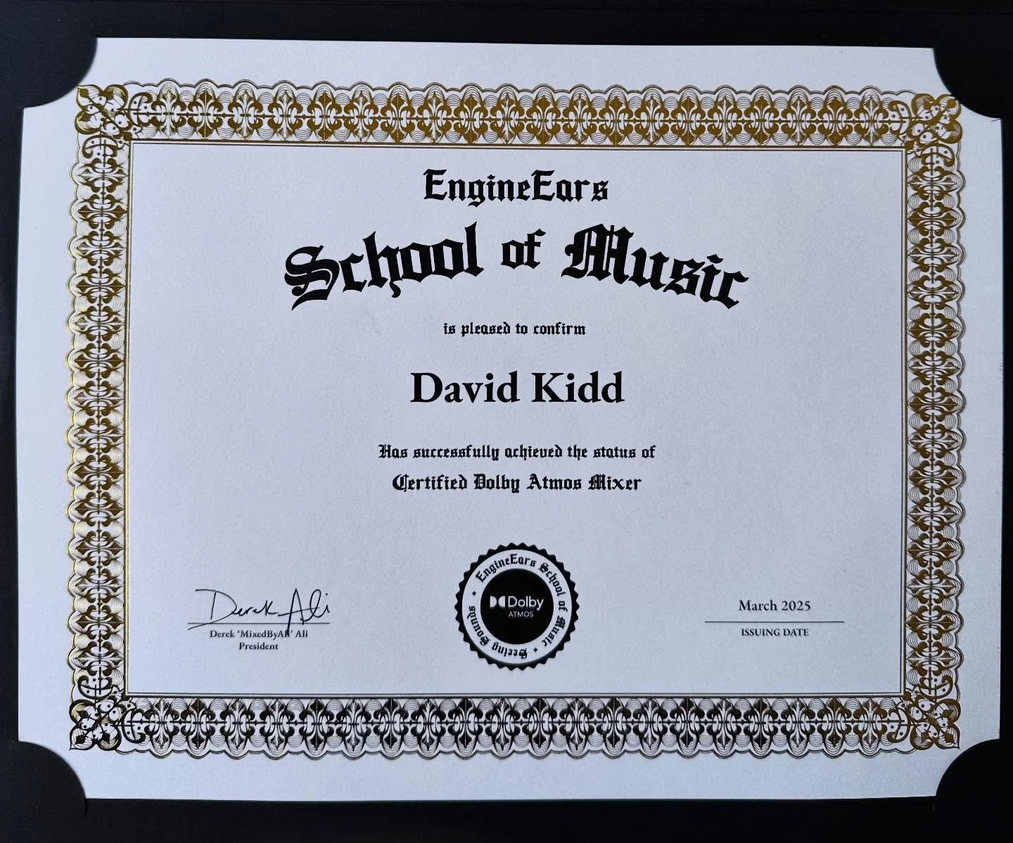 Dolby Atmos Certified.  Thanks @engineears !!!

Onward to new adventures for your earholes and spacial audio experiences. 🎶