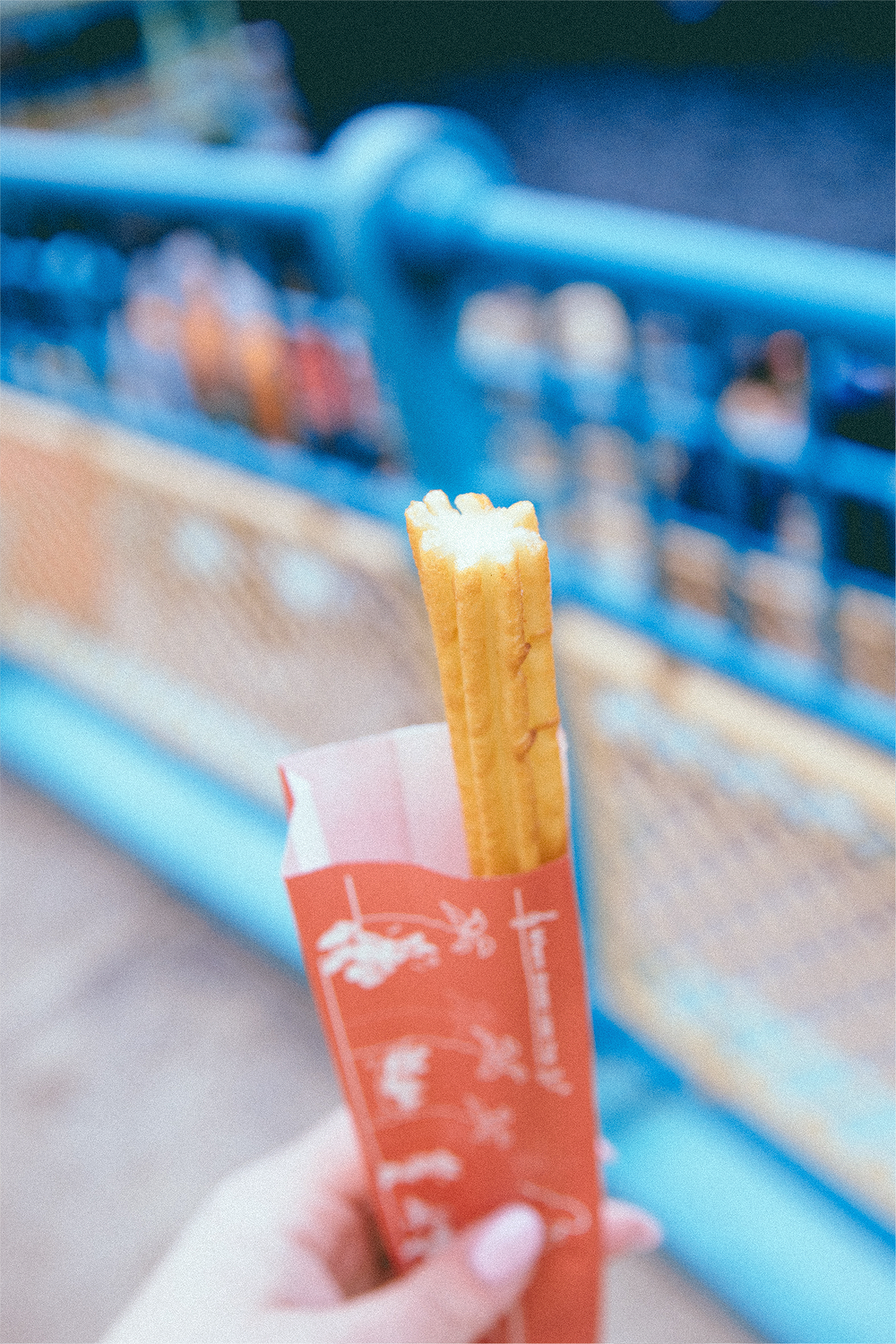 Of course, we had to try the famous potato churro! There's usually about a 20-minute queue, but since it was raining, we got ours in just minutes. So worth it!