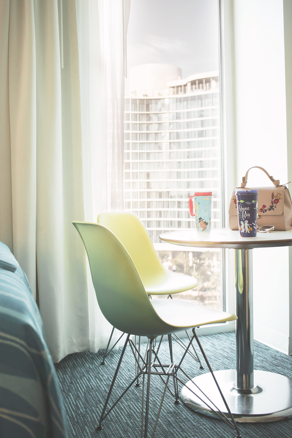  Although we opted for a standard room, we had a lovely view of the brand new Aventura Hotel, the backside of USO, and the Orlando Eye.  