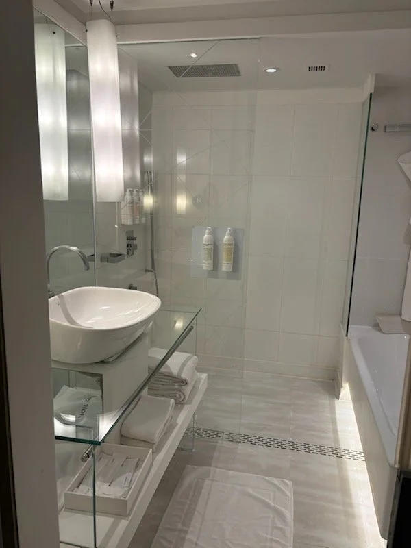 The restroom at the hotel. Perfect!