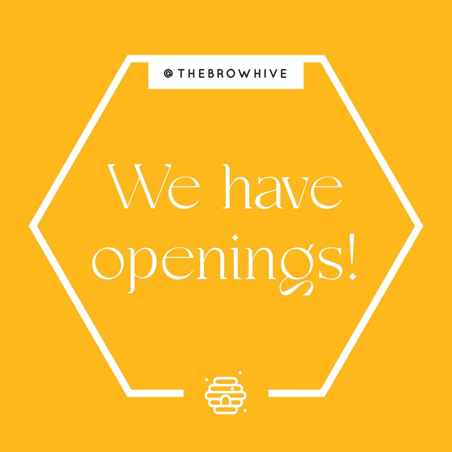 We have openings 🍯!! Click &ldquo;Book Now&rdquo; on our page to book your appointment 💛
Z
Z
Z
z
z
z
z
#thebrowhive #browsfromthehive #browhive #brows #utahbrows #browbar #browstudio #utahbrowstudio #utahbrowbar #browshaping #eyebrowshaping #browsh