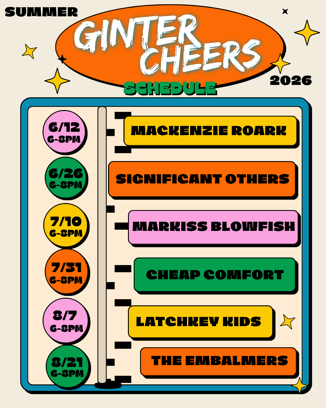 Ginter Cheers Lineup!