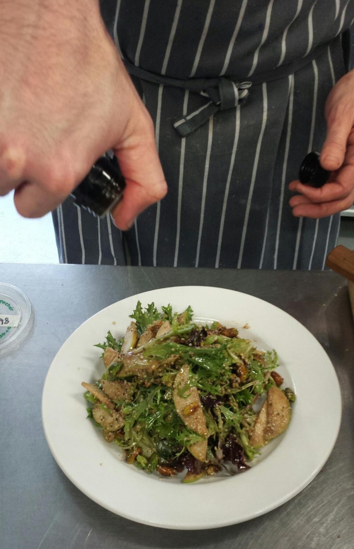 Chef Josh Smouse created Victory Hemp Salad, which uses several Kentucky-grown foods, such as salad greens, pecans and hemp hearts.&nbsp;