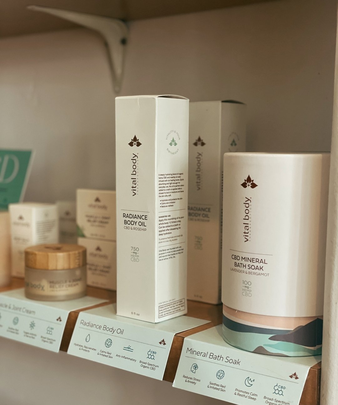 Unleash the power of CBD with our customer and staff favorite products from @vitalbodytherapeutics ! CBD aids chronic pain and soreness, skin irritation, and difficulty sleeping. These luxurious products are the perfect addition to your at-home self 