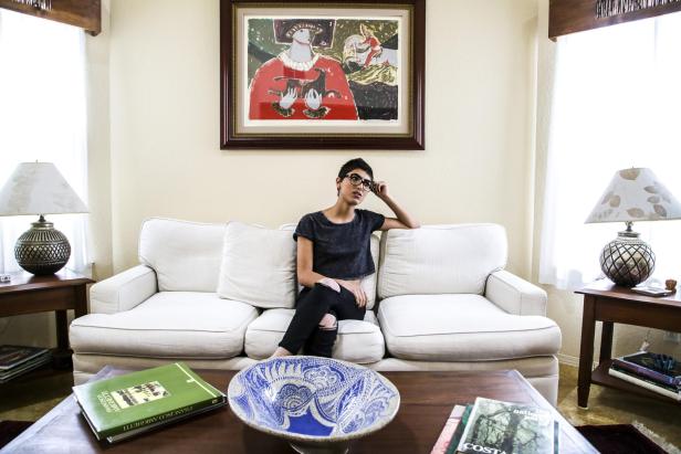 Stacy Fatemi recalls what it was like before her transition while in her home on March 3rd, 2017. Fatemi has been on the road toward transitioning for two years. Photo: Diana Cervantes