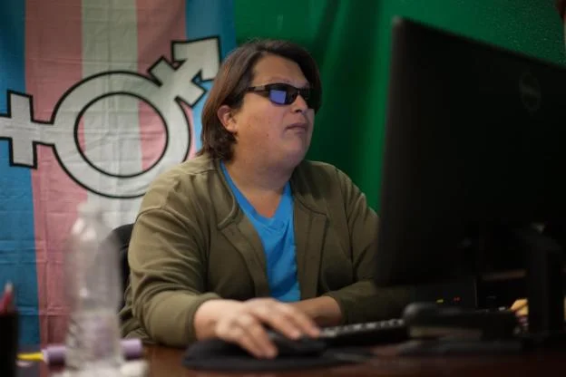 Janice Deveraux works in her office at the LGBTQ Resource Center on UNM campus on March 10, 2017. Devereaux is the Trans Affairs Specialist at the center. Photo by Megan Aguilar.