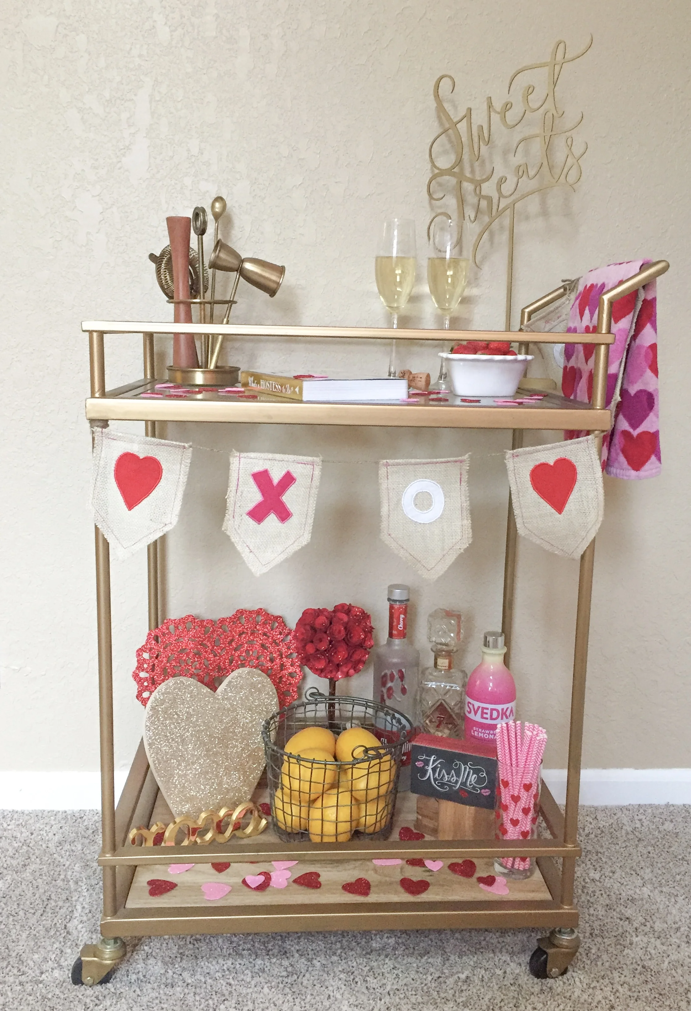 Valentine's Day Bar Cart Styling