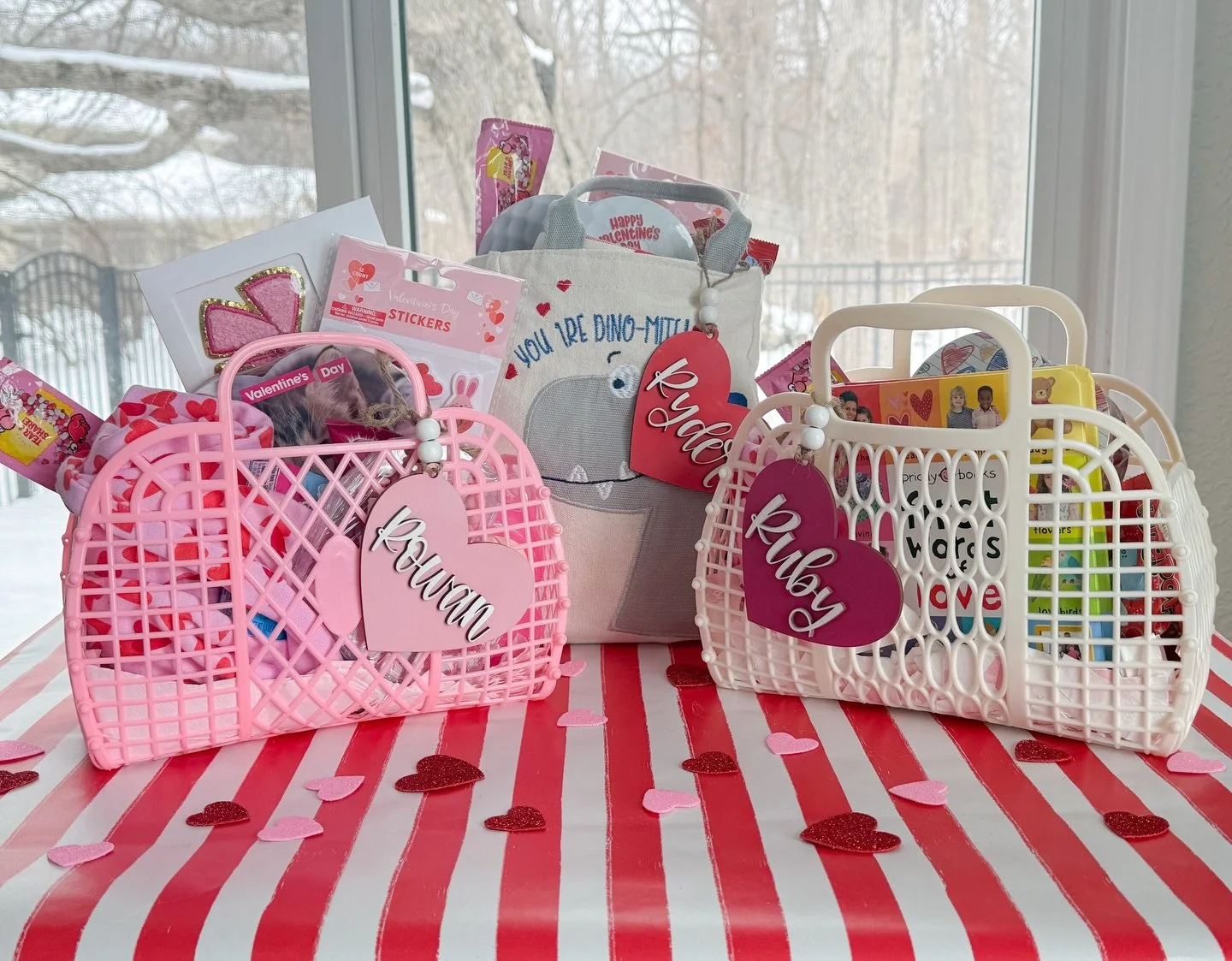 The love baskets are finished and ready to give to the kiddos tomorrow! I like to give them on Feb 1st since their grandparents usually have goodies for them as well and this spreads out the love and excitment until Valentine&rsquo;s Day! 🩷 Do you m