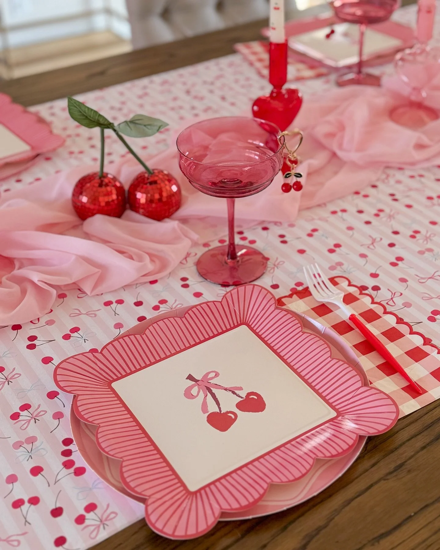 A little sneaky peek of this years Galentine theme! It&rsquo;s looking Cherry cute over here and I can&rsquo;t wait to host my besties next weekend!! 🩷🍒 #homebyhiliary