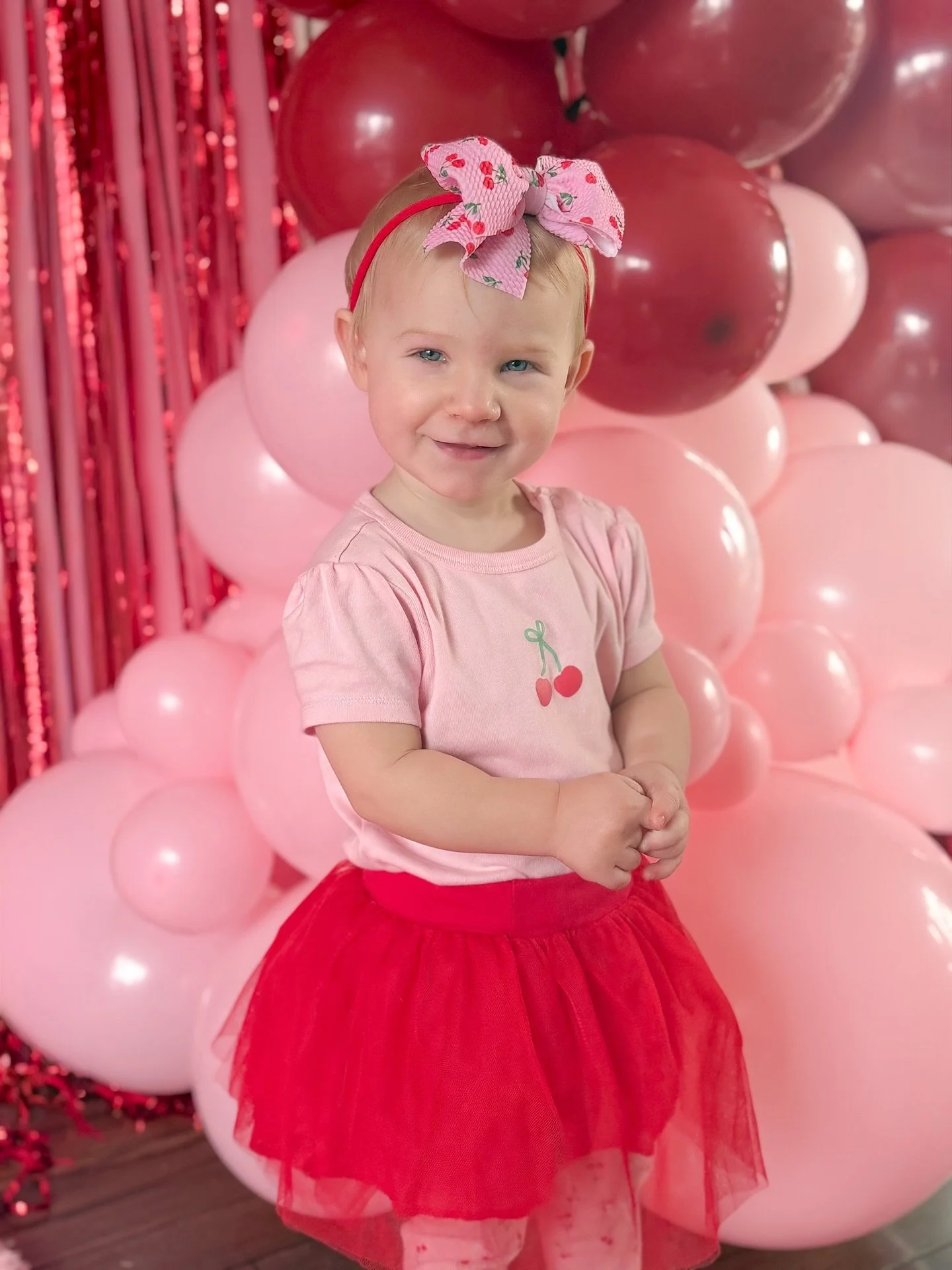 Okay last one for Galentine&rsquo;s content lol! Had to snap a few pics of the girly pops in their cherry outfits! They are so cute! 🥹