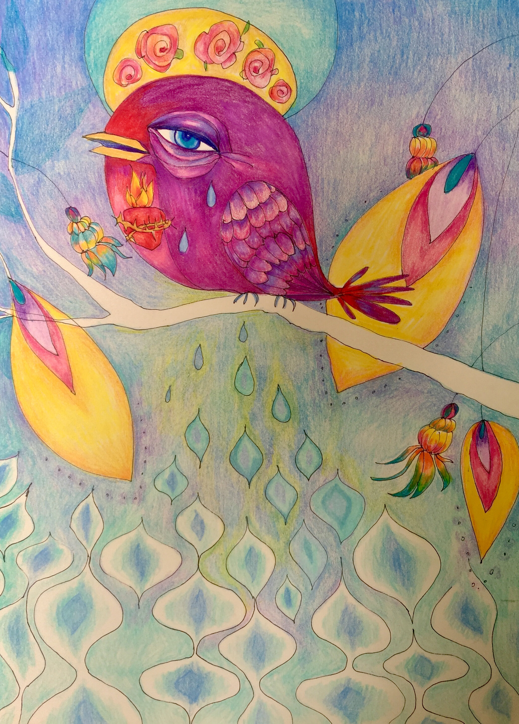 Purple bird colored pencil2020.jpg
