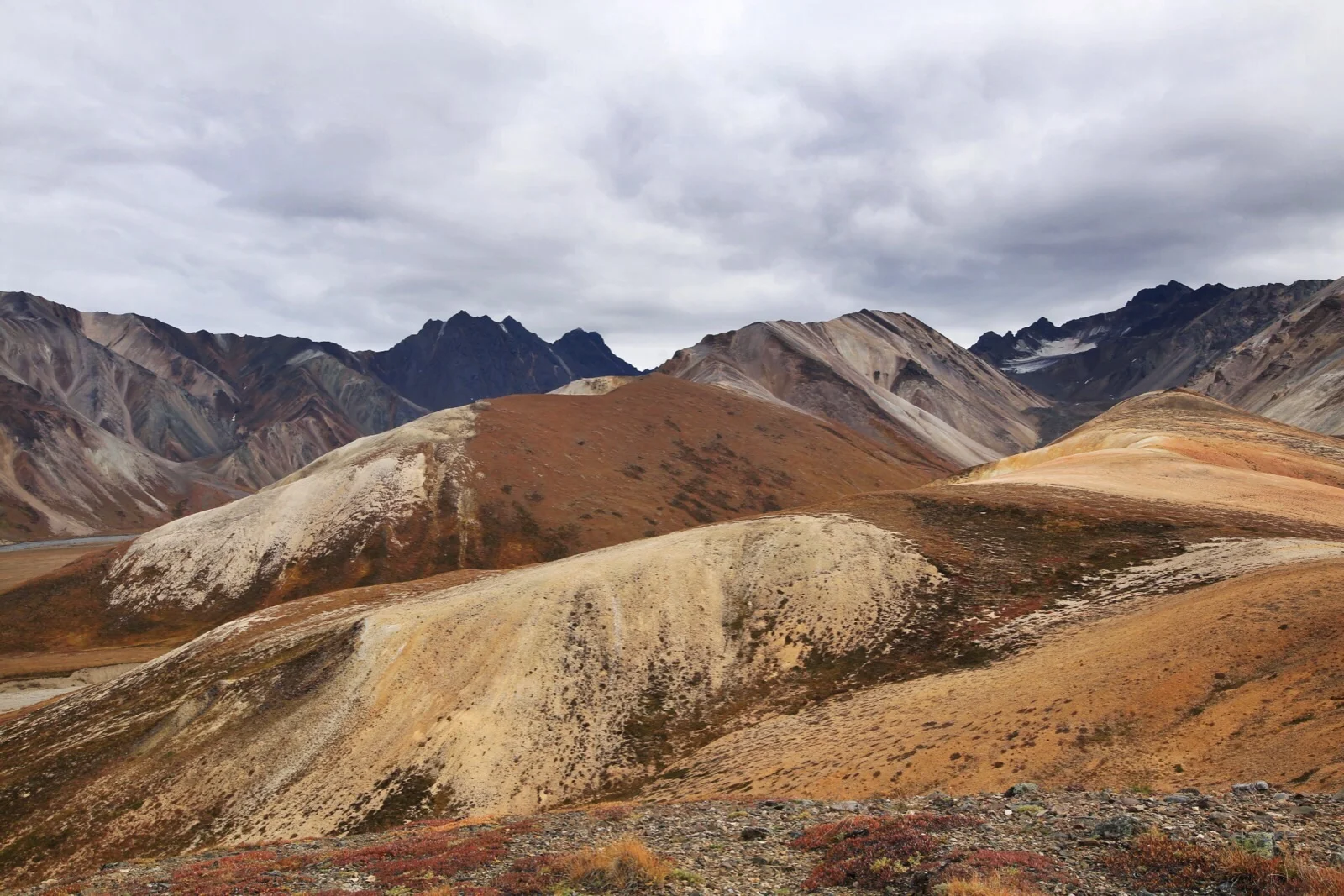  A view looking south towards the Polychrome Glaciers.&nbsp; 