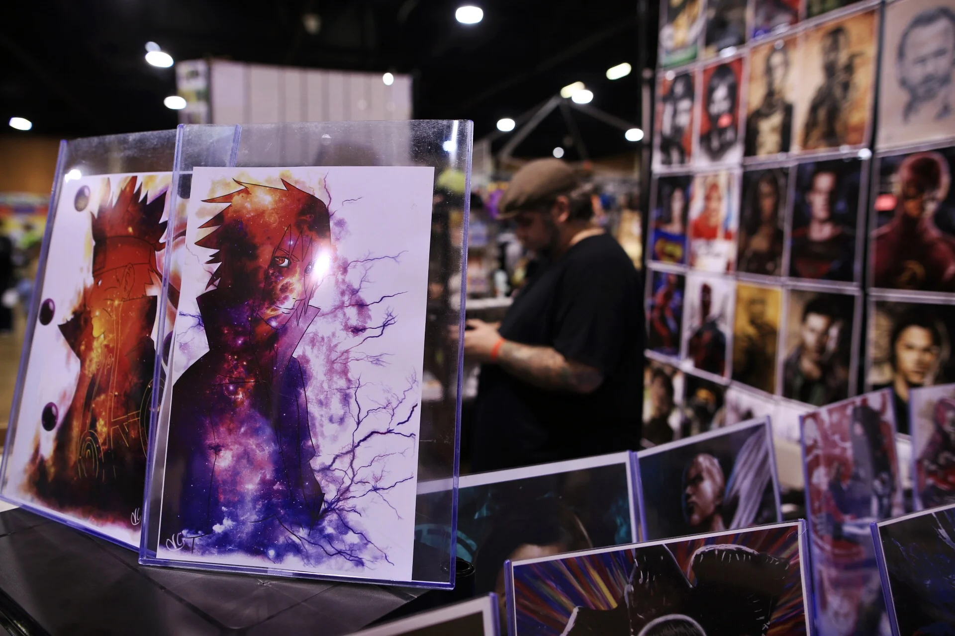  Many comic book artists display their artwork to sell. 