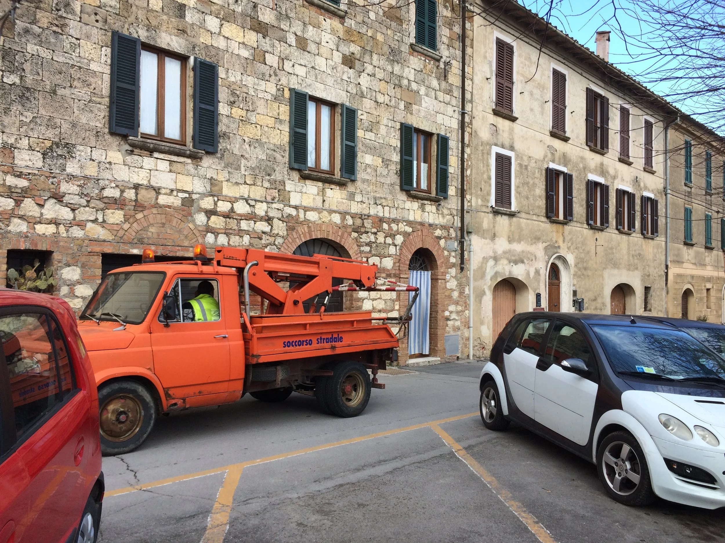 After 2 1/2 hours the tow truck arrives.